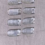 8 knife holders in transparent molded glass, patented SGDG vintage 1960