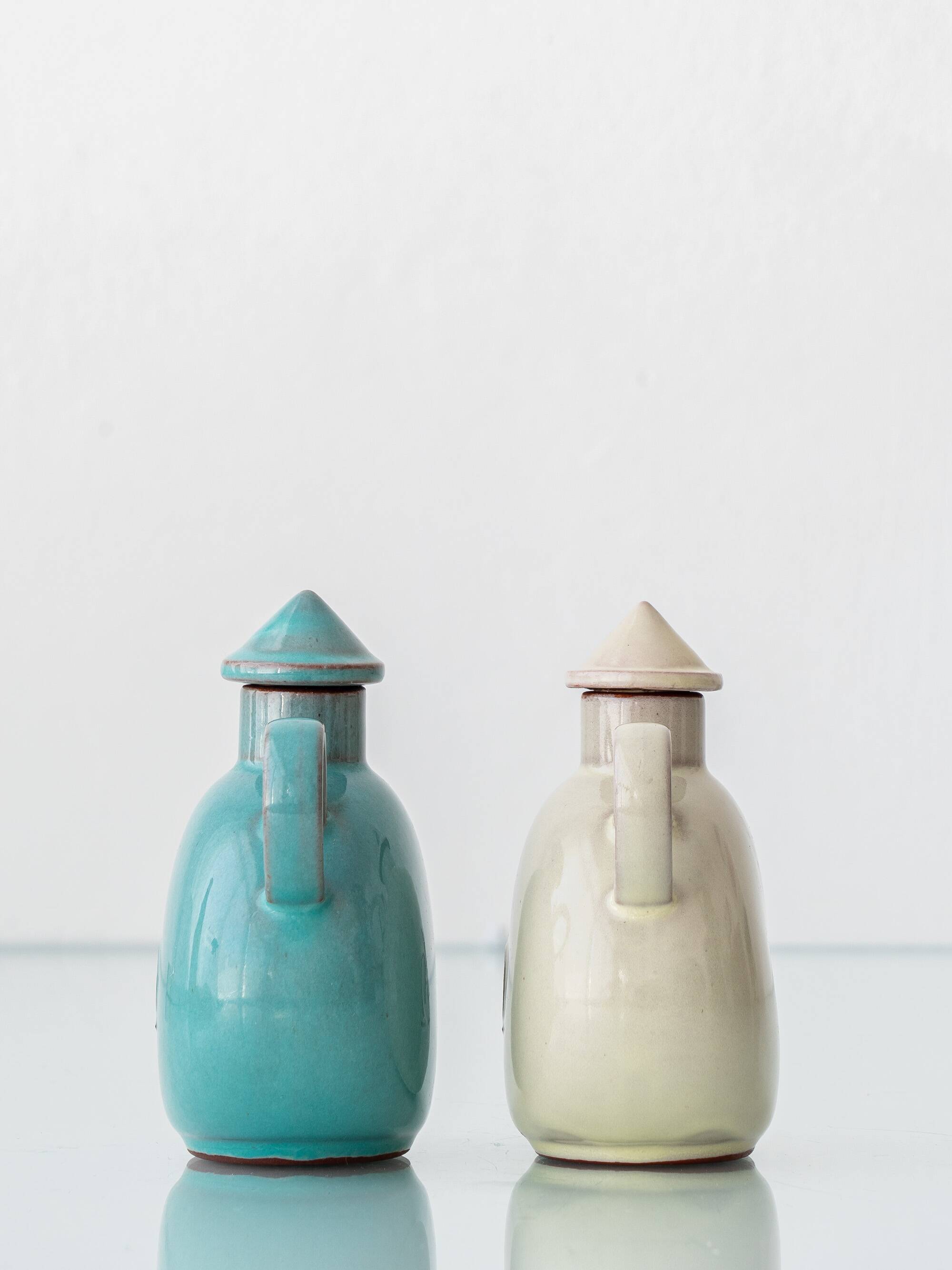 Bauhaus Ceramic Alpha Omega Cruet Pair by Theodor Bogler, 1948-1968