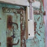 Indian door hand painted with bird and floral patterns, 2 leaves, fixing with 2 rings