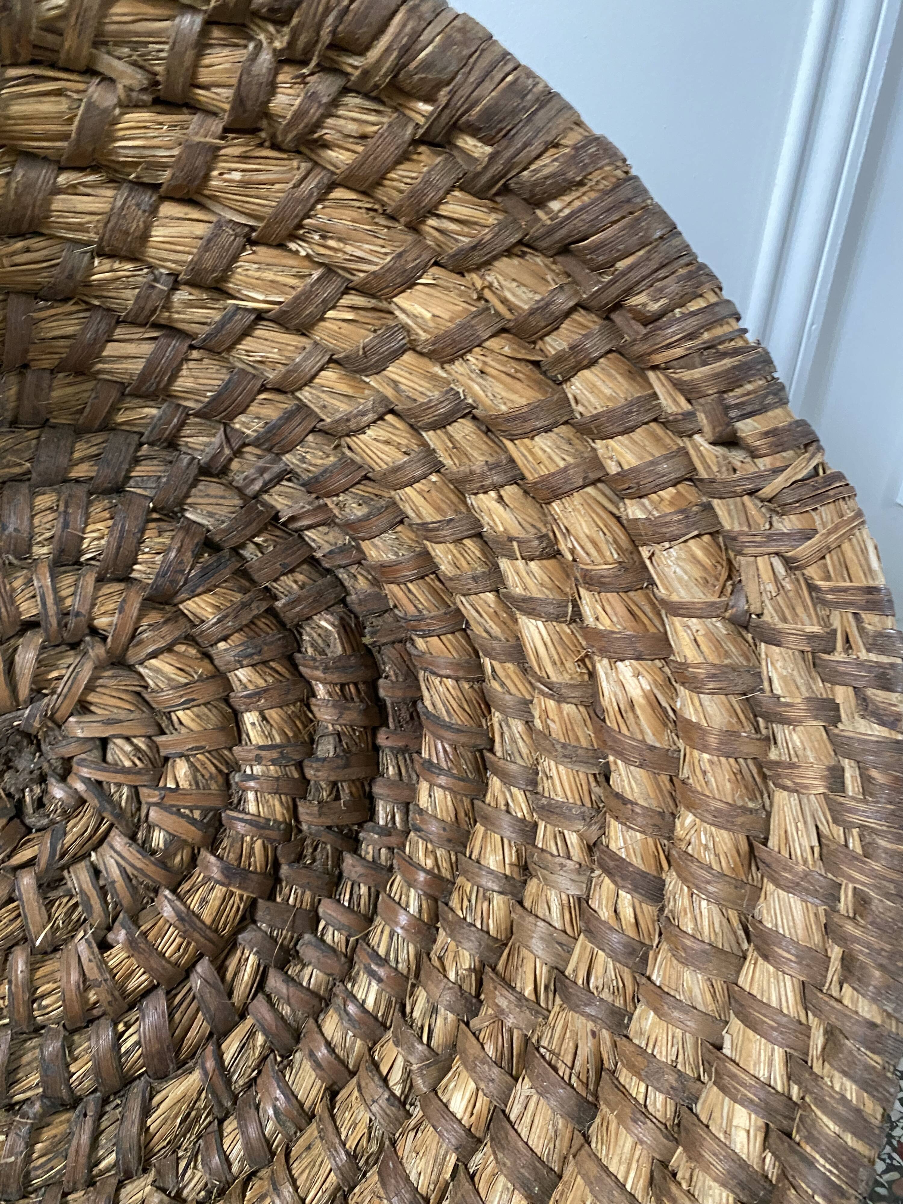 Duo of vintage bread baskets 46 cm and 48 cm in rye straw, baker's bread basket