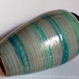 Ceramic vase scarified with gray-blue enamel