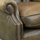 Moss green cow leather Chesterfield wingback armchair in English style