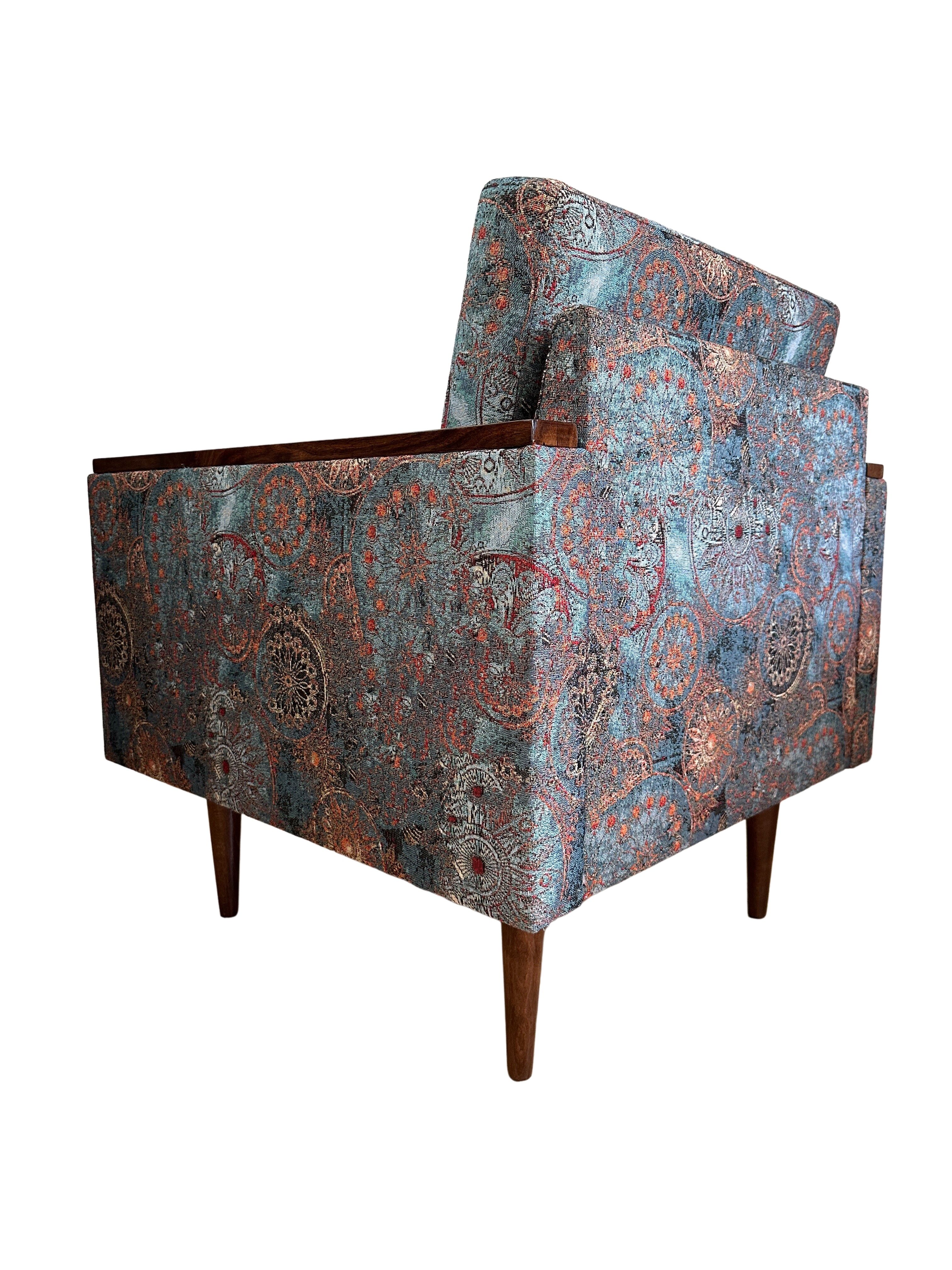 Fauteuils géométriques du milieu du siècle avec motif ethnique, Europe, années 1970