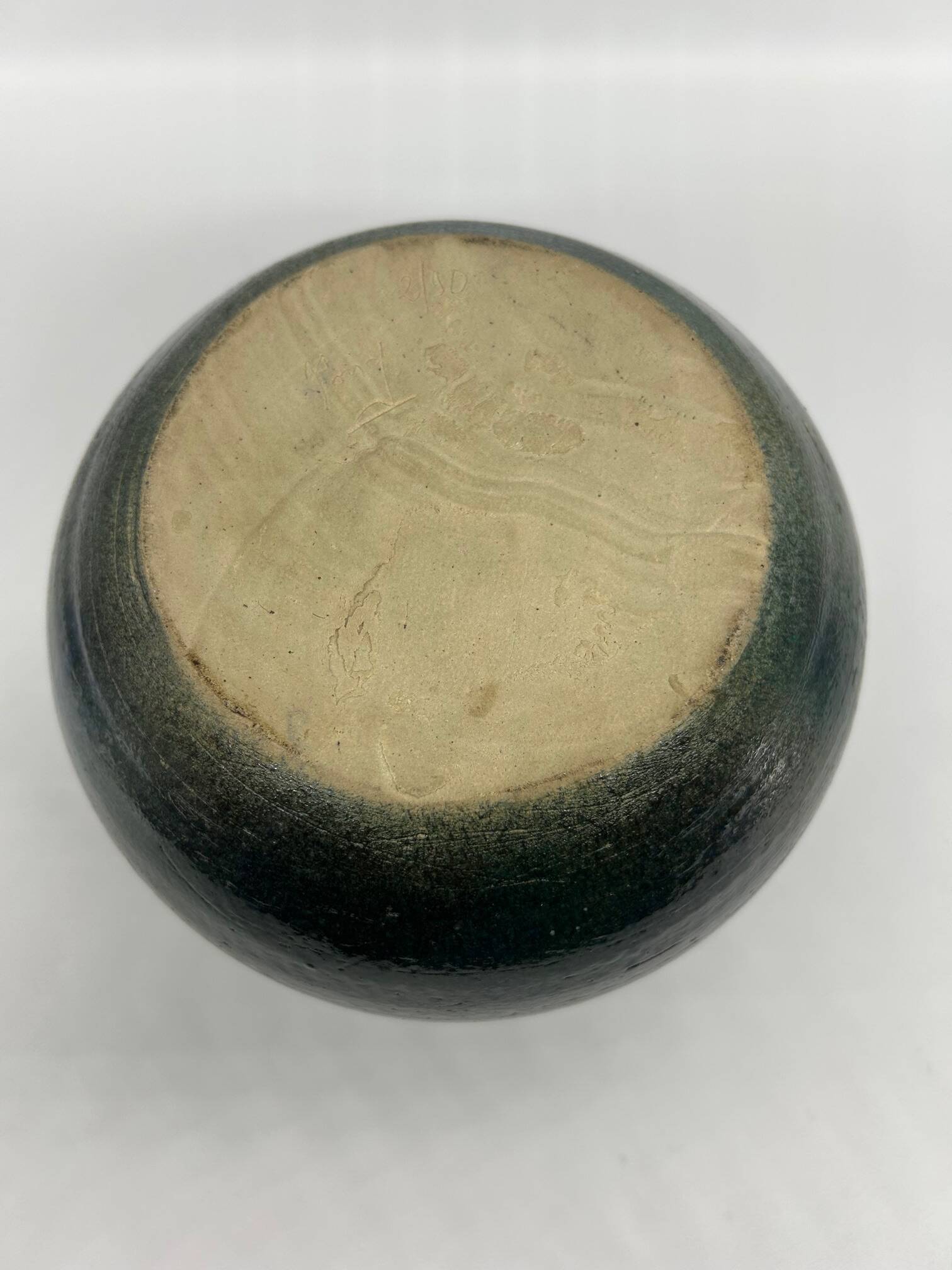 blue green ball vase