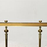 Mid-century Hollywood neoclassical brass and glass side or bedside tables attributed to Vereinigte Werkstätten, Germany, 1960s, set of 2.