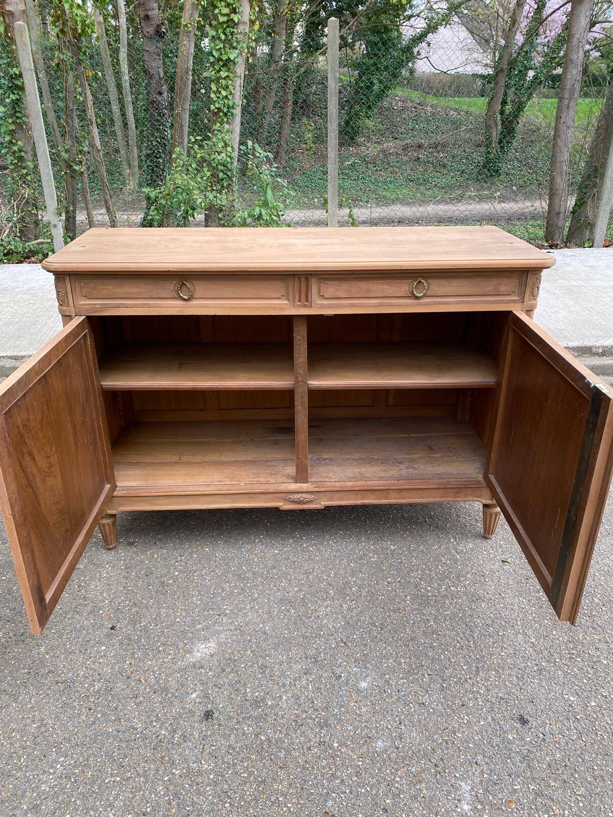 19th-century Louis XVI buffet renovated in walnut, 145cm.
