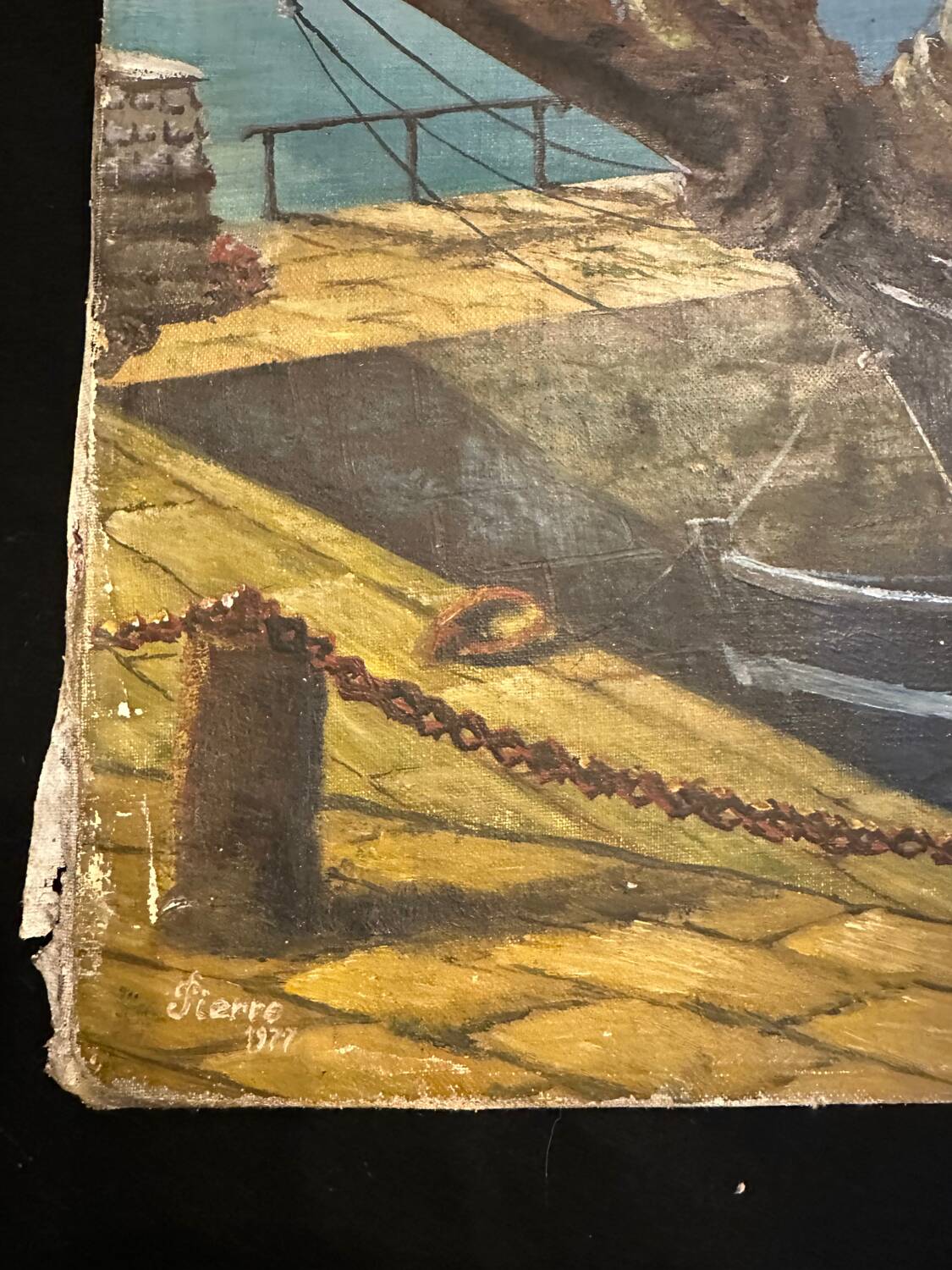 Fishing boats - painting on canvas board