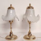 Par de lámparas de mesa de cristal de Murano. Italia,1970s.