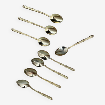 Set of 8 vintage teaspoons in gold metal