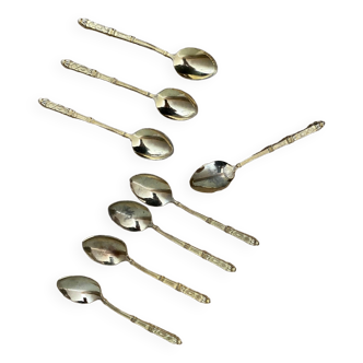 Set of 8 vintage teaspoons in gold metal