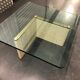 Square travertine vintage bass tabke and glass slab around 1970