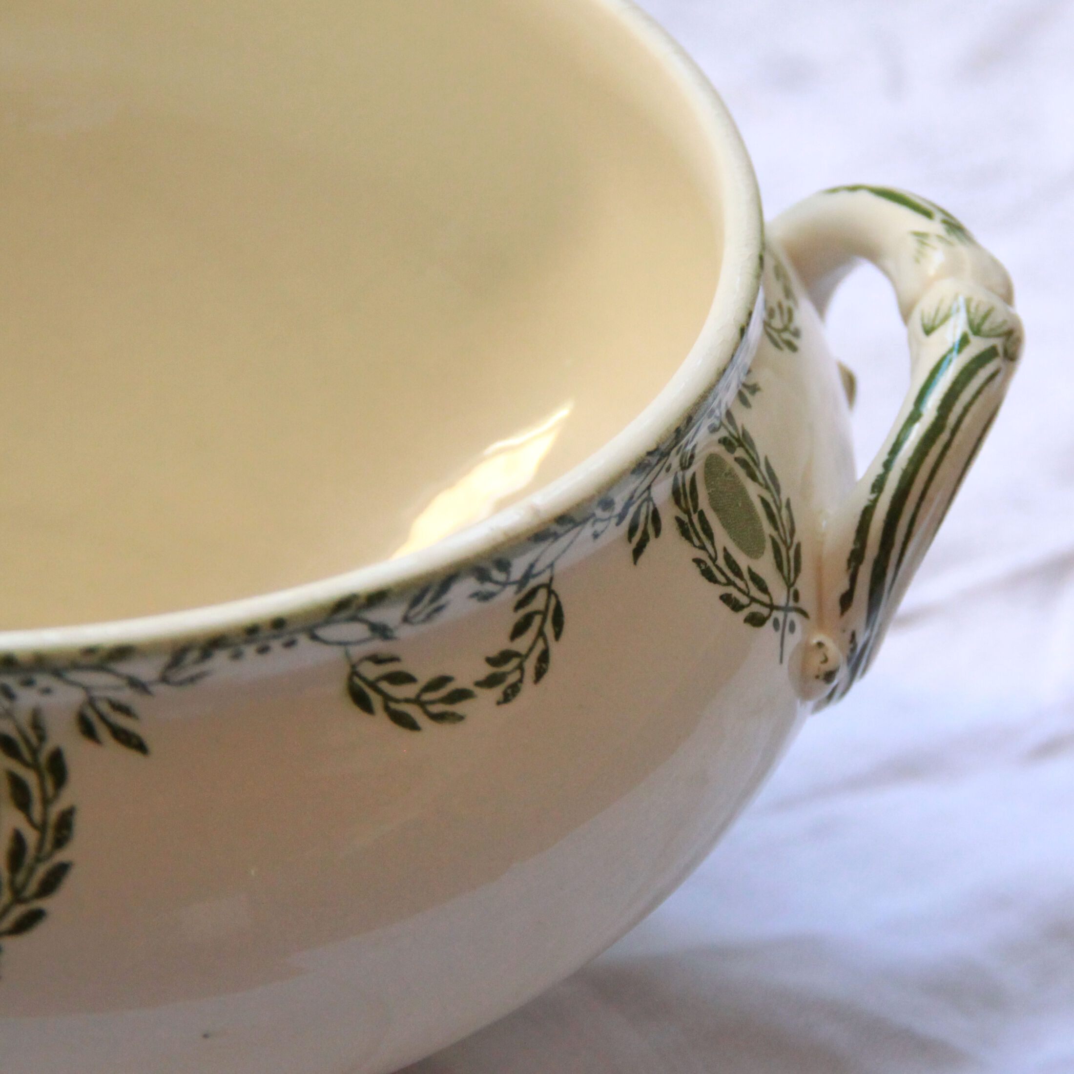 Soup vegetable old French earthenware Sarreguemines U et Cie model Arcole vintage