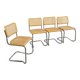 Italiaanse webbing set stoelen met chromen buisframe