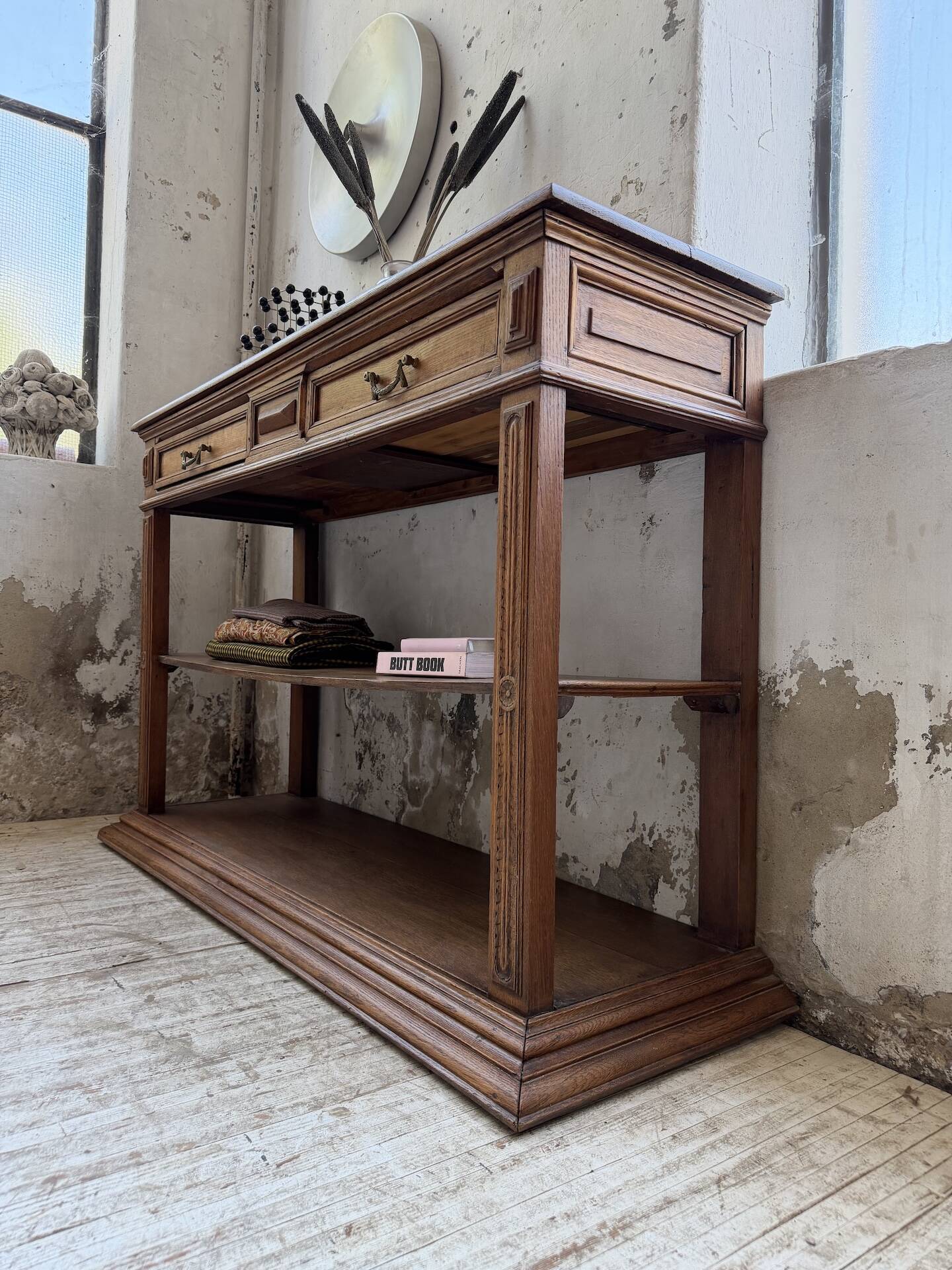 19th-century oak console table