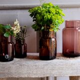 Set 5 vases in blown glass art glass ALLEX, Drôme