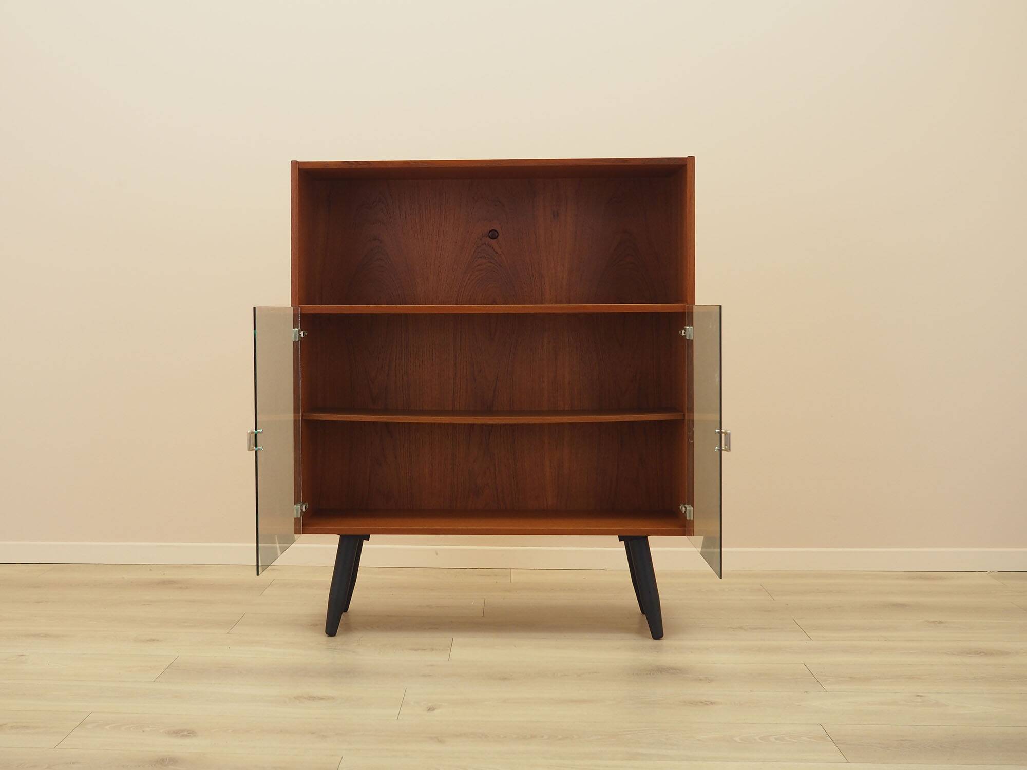 Teak display cabinet with glass doors, Denmark, 1970s