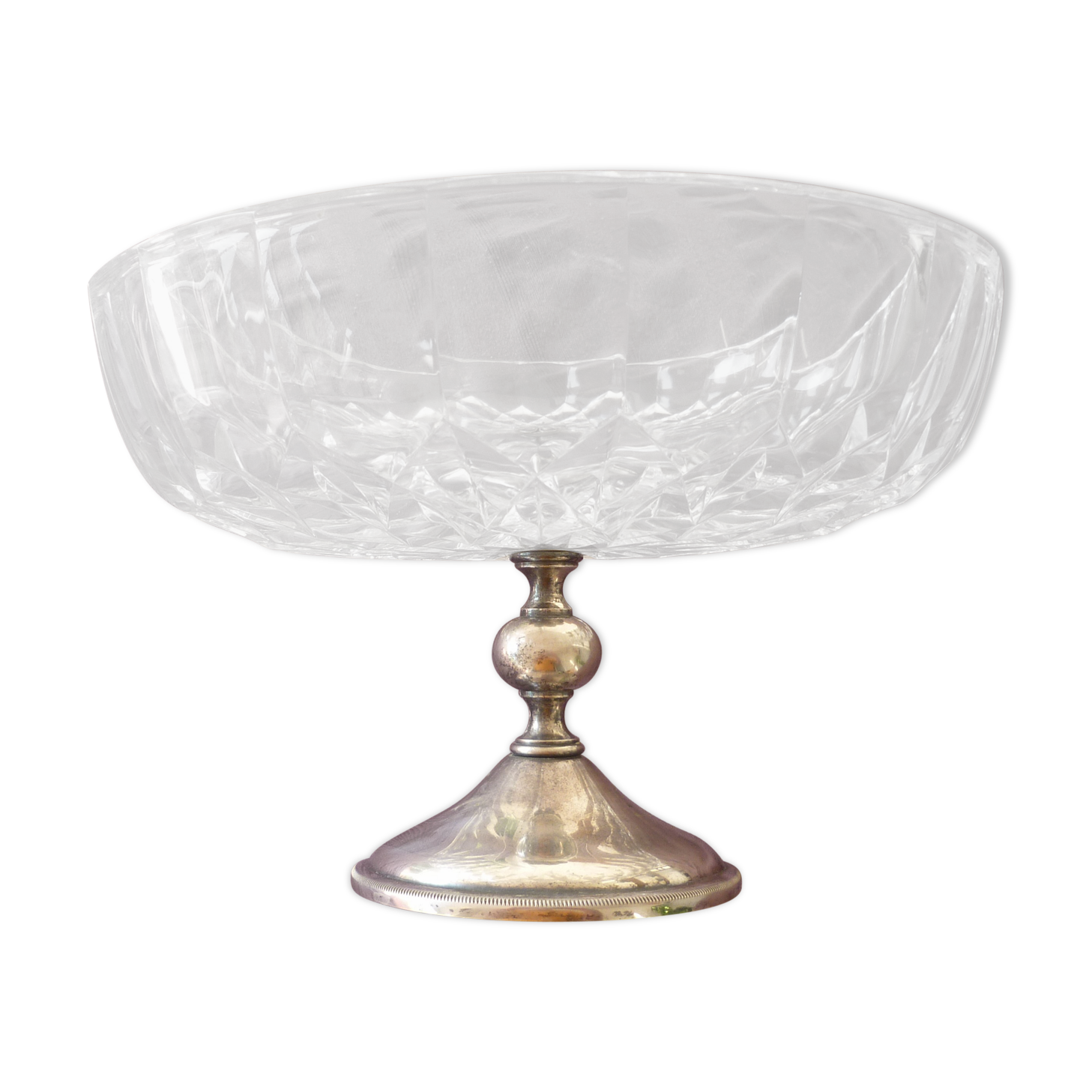 Coupe en cristal et metal argentée