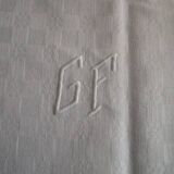 Old damask tablecloth, monogrammed 210x140cm
