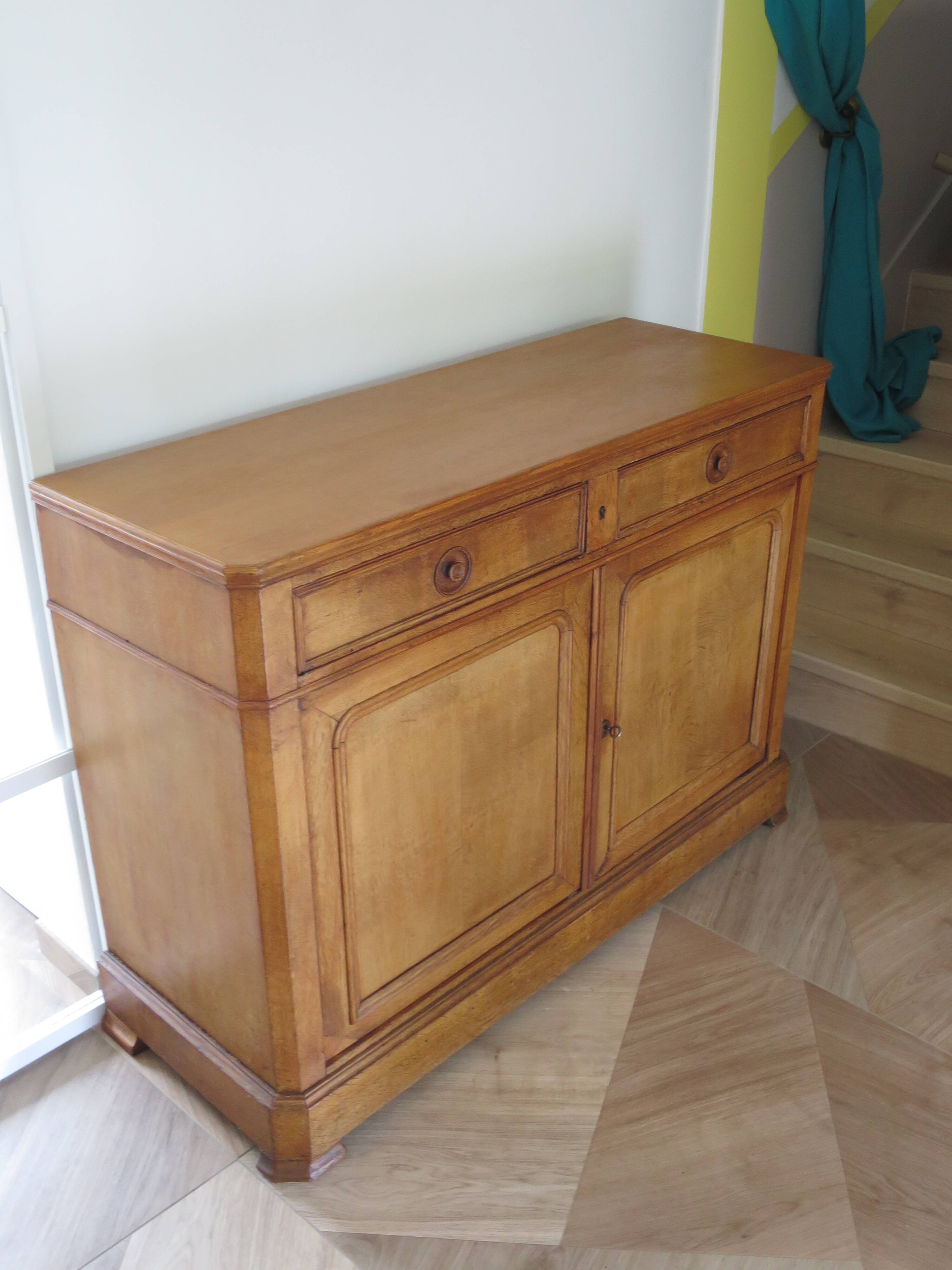 Old - Beautiful solid oak sideboard - 2 doors - 2 drawers in golden oak color