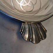 Vintage Art Deco silver-plated tray with glass bowls.