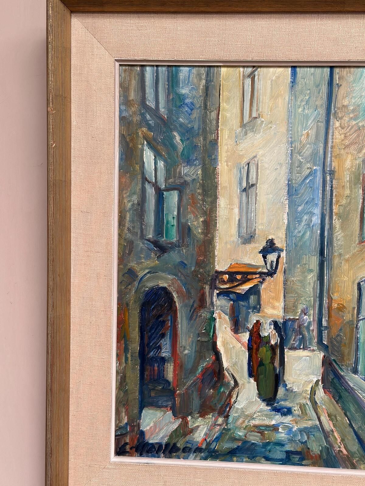 Original Swedish Oil on Panel – “Gamla Stan” (Old Town) by Emil Hellbom