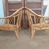 Pair of rattan armchairs