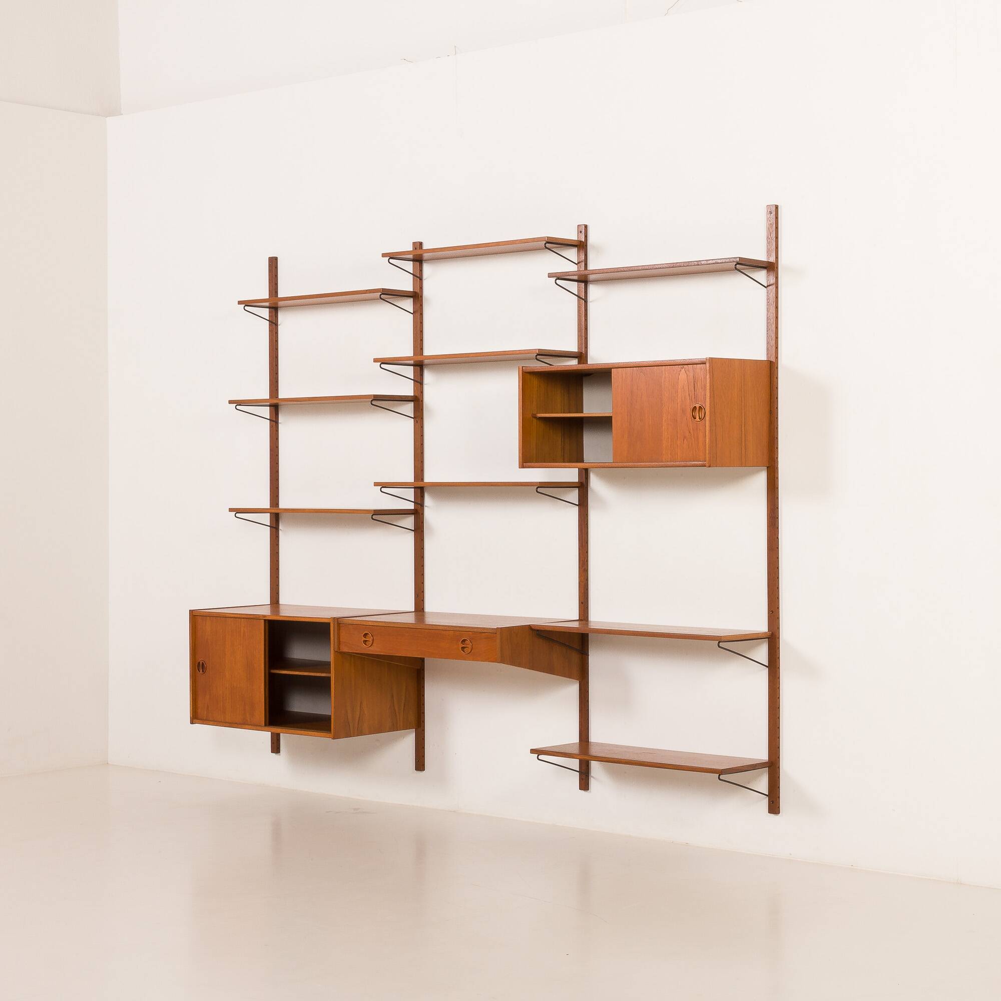 Danish mid century teak wall unit, 1960s