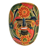 Masque du Mexique en terre cuite colorée années 70 mexicain Art populaire