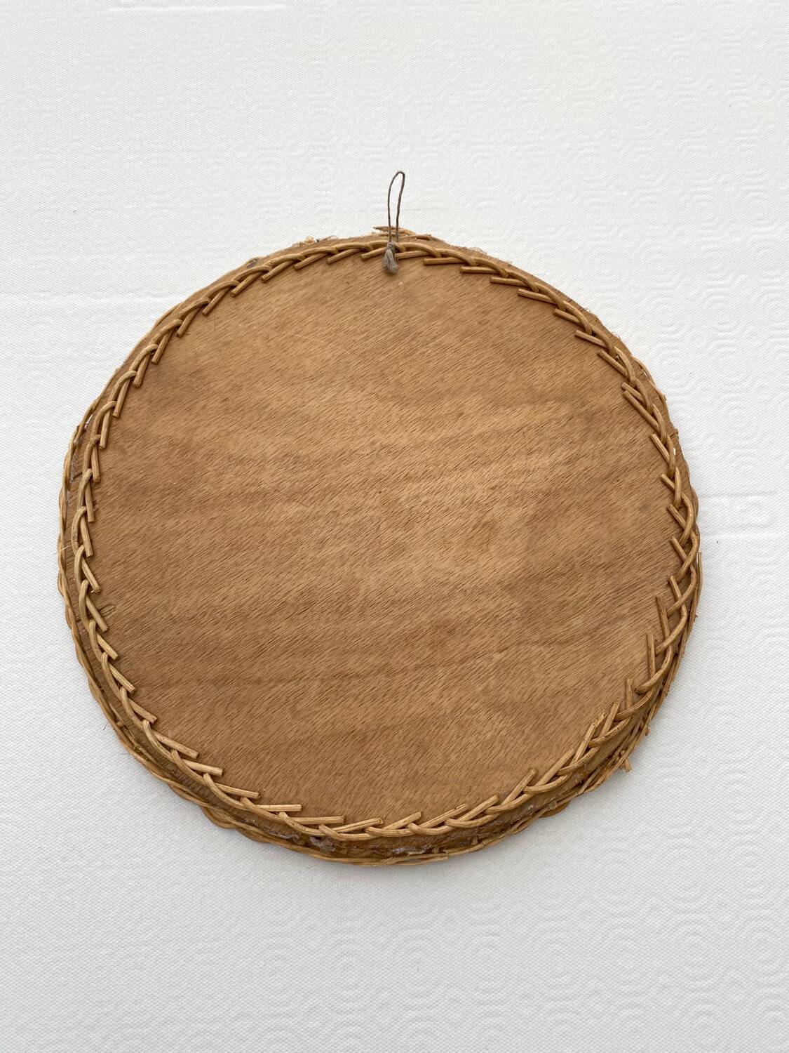 Old wicker rattan mirror 29cm