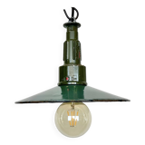 Industrial Petrol Enamel Military Pendant Lamp with Cast Aluminium Top, 1960s