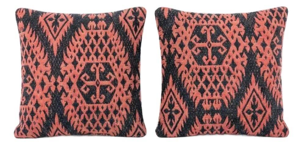 Set of 2 vintage kilim cushion covers 41x41 cm
