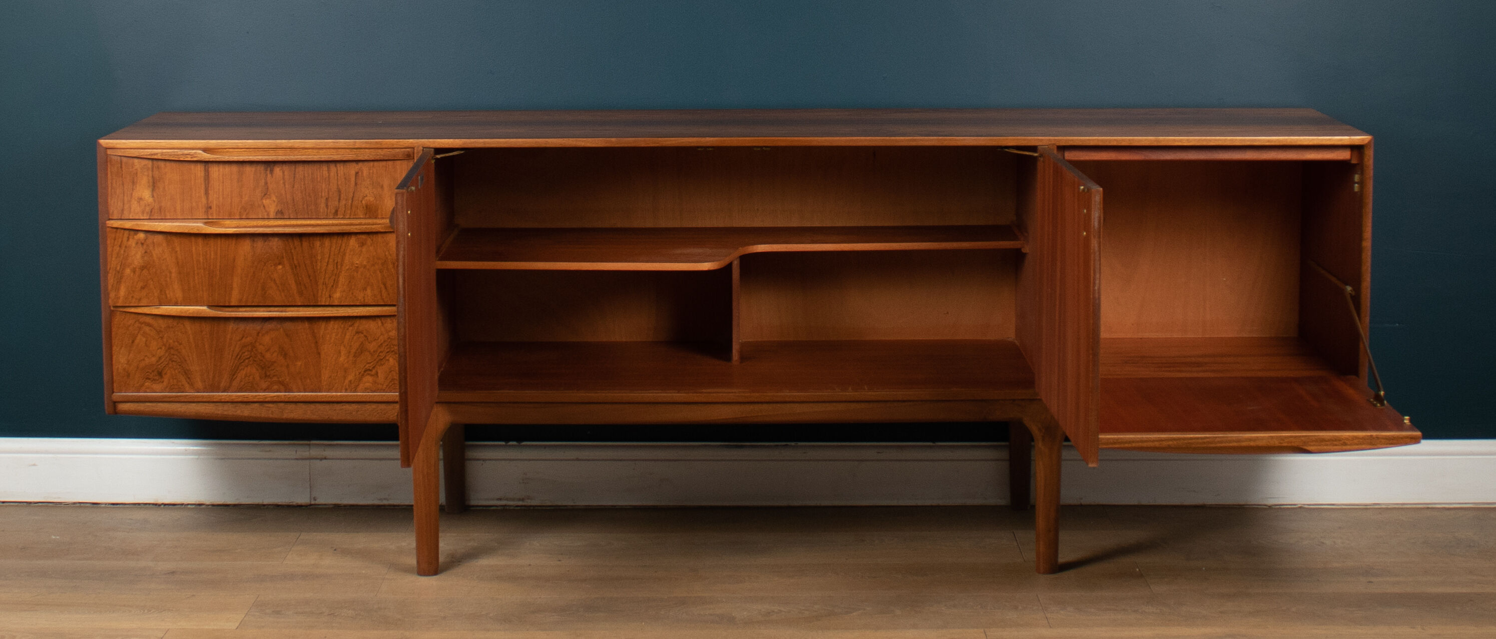 Retro 1960s restored long rosewood mcintosh torpedo sideboard