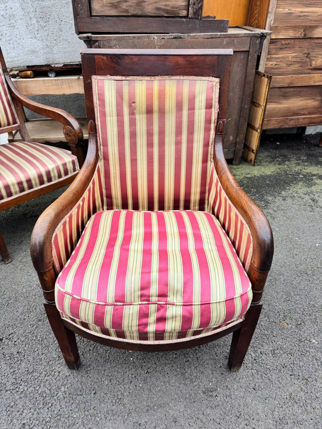 Antique Empire-style salon, 3 pieces. Original upholstery.