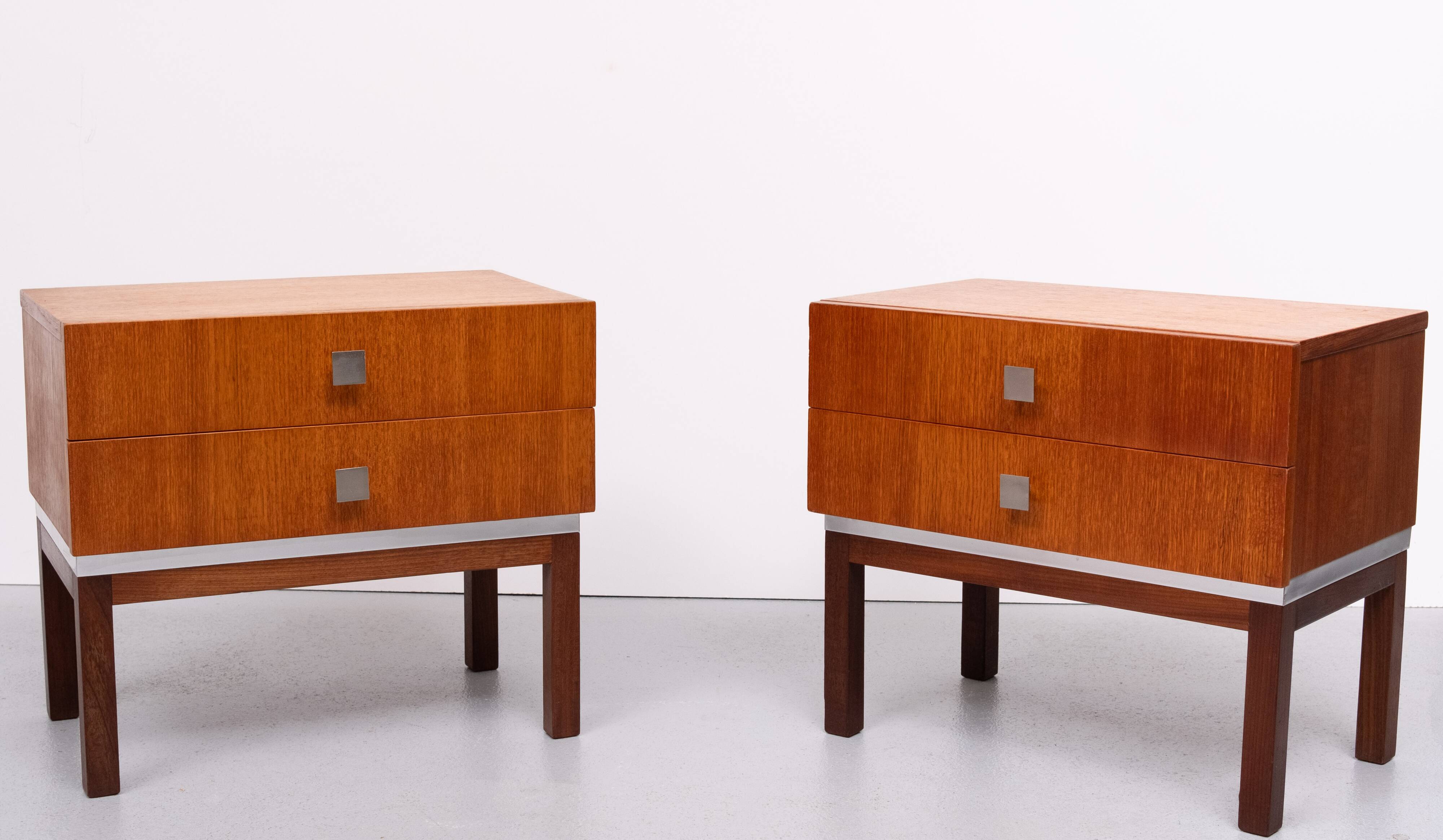 Pair of Meurop teak bedside tables 1960 Belgium