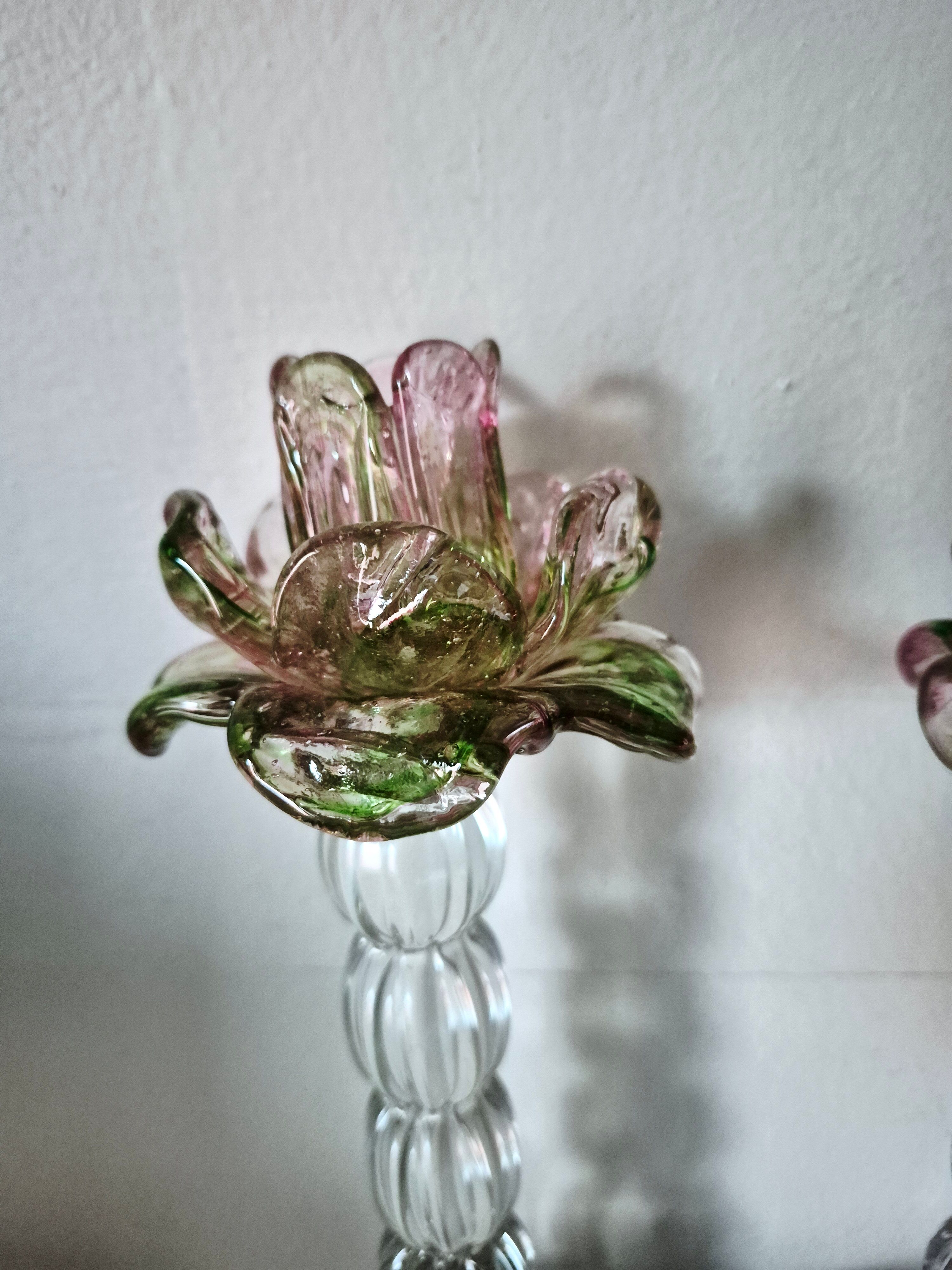Pair of Murano Salviati candle holders