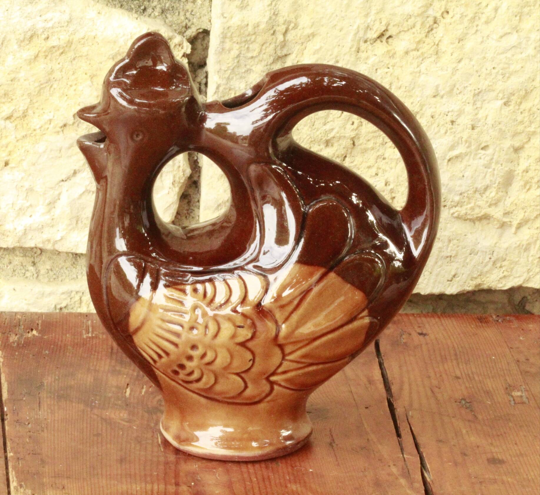 Ceramic rooster pitcher