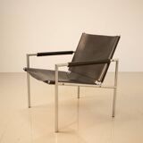 "SZ02" black leather armchair by Martin Visser for Spectrum 90's
