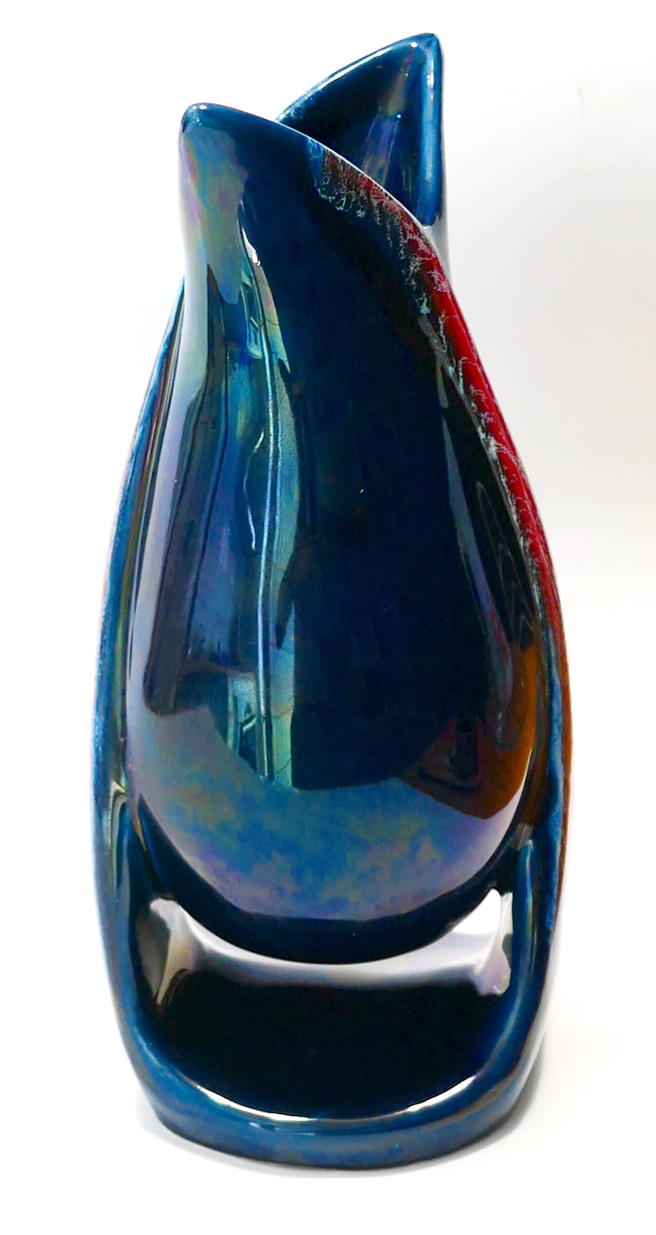 Vase Vallauris forme libre moderniste 1950-60 Bleu rouge