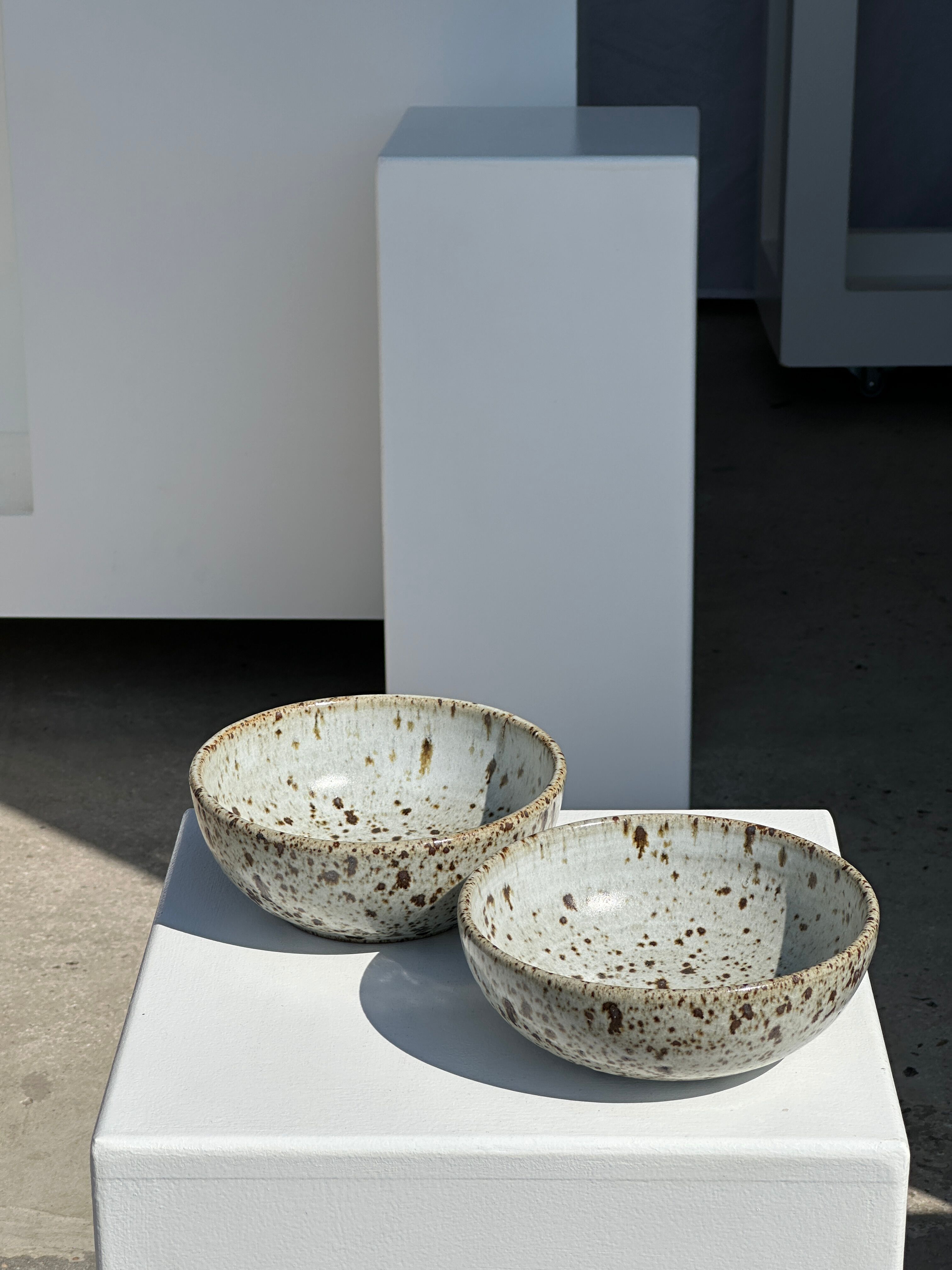 Duo of speckled ceramic bowls