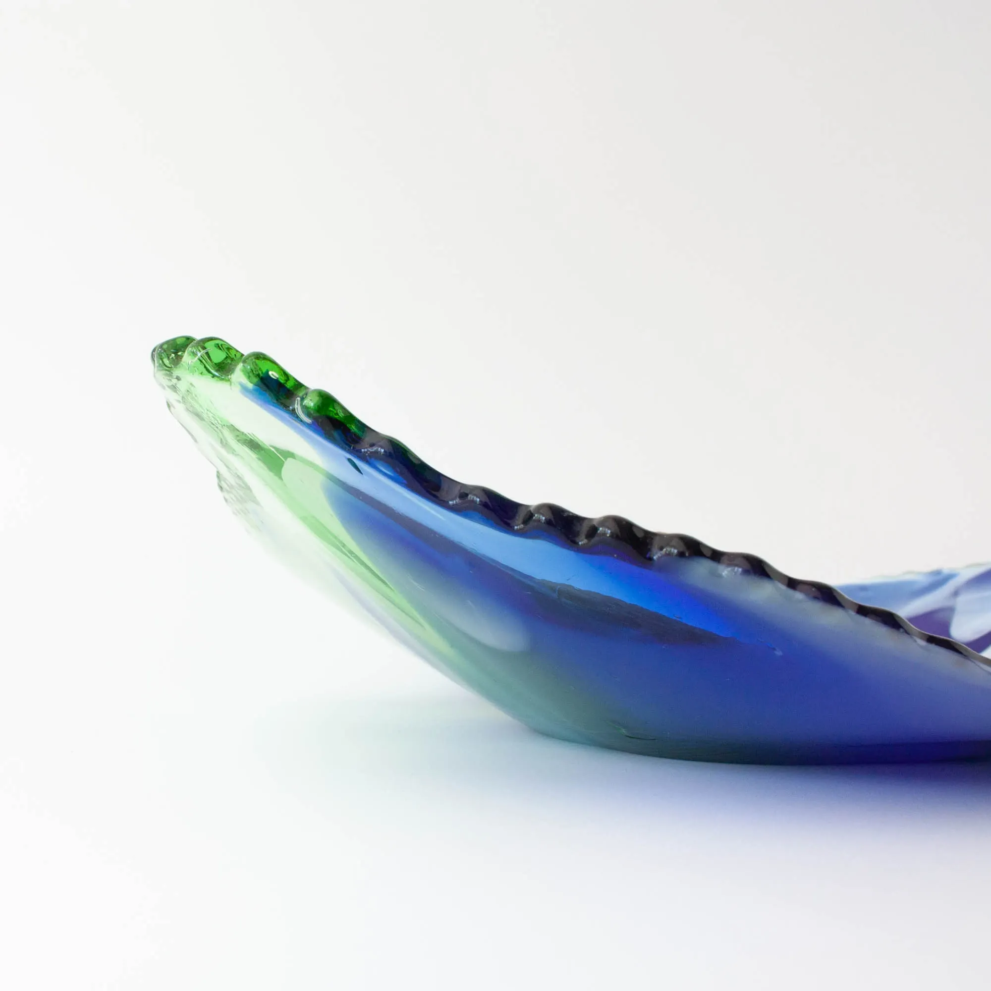 Vintage Leaf Design Glass Tray from Marinha Grande, 1960s