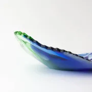 Vintage Leaf Design Glass Tray from Marinha Grande, 1960s