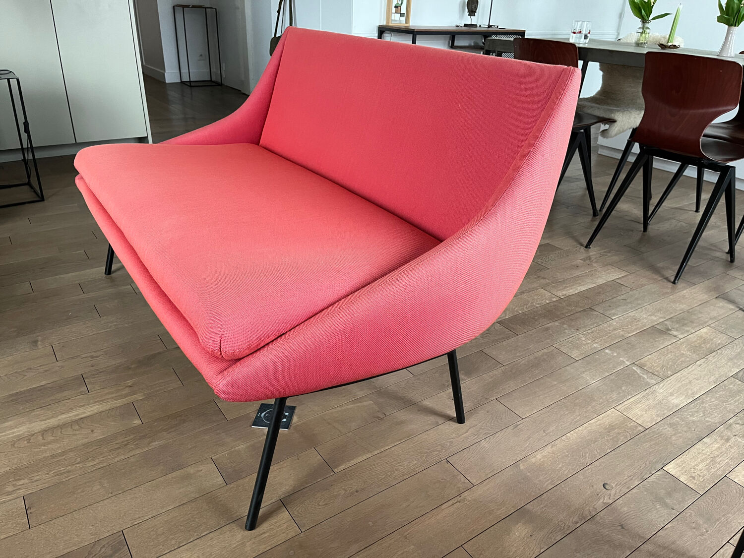 Canapé 2 places Steiner rouge tissu