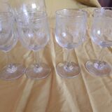 Set of 2 carafes and 4 Saint-Louis crystal aperitif glasses