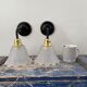 Pair of Art Deco wall lights in glass and ceramic