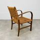 Scandinavian armchair in wood and vintage straw rope