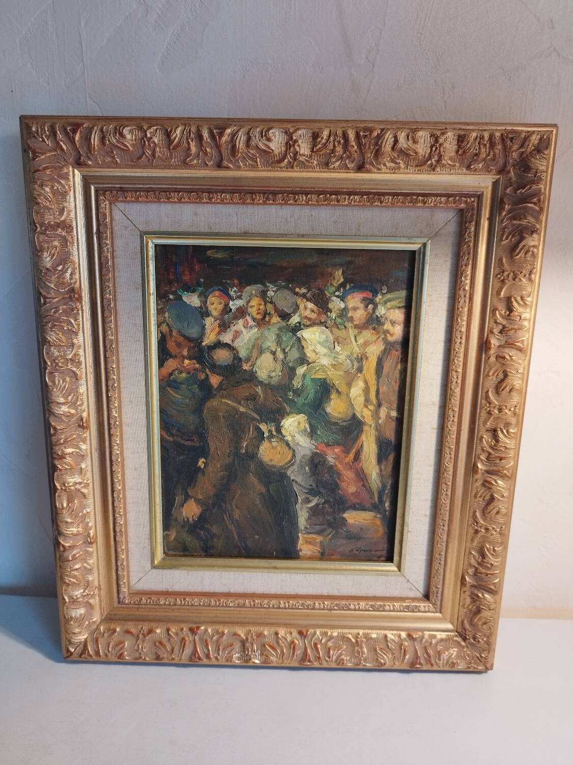 Oil on canvas "In the Crowd" by Victor Prokopenko - Wooden frame