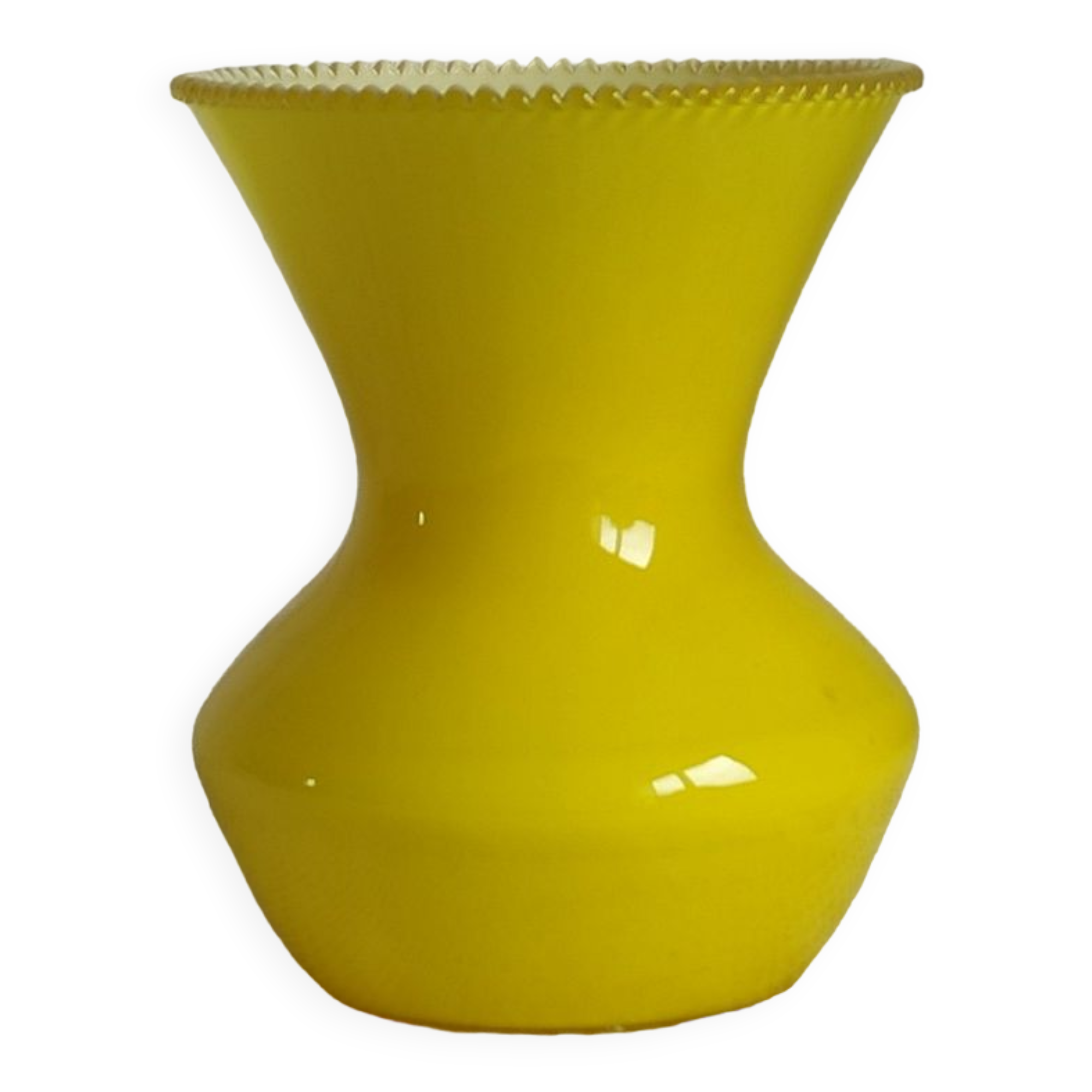 Yellow opaline vintage vase