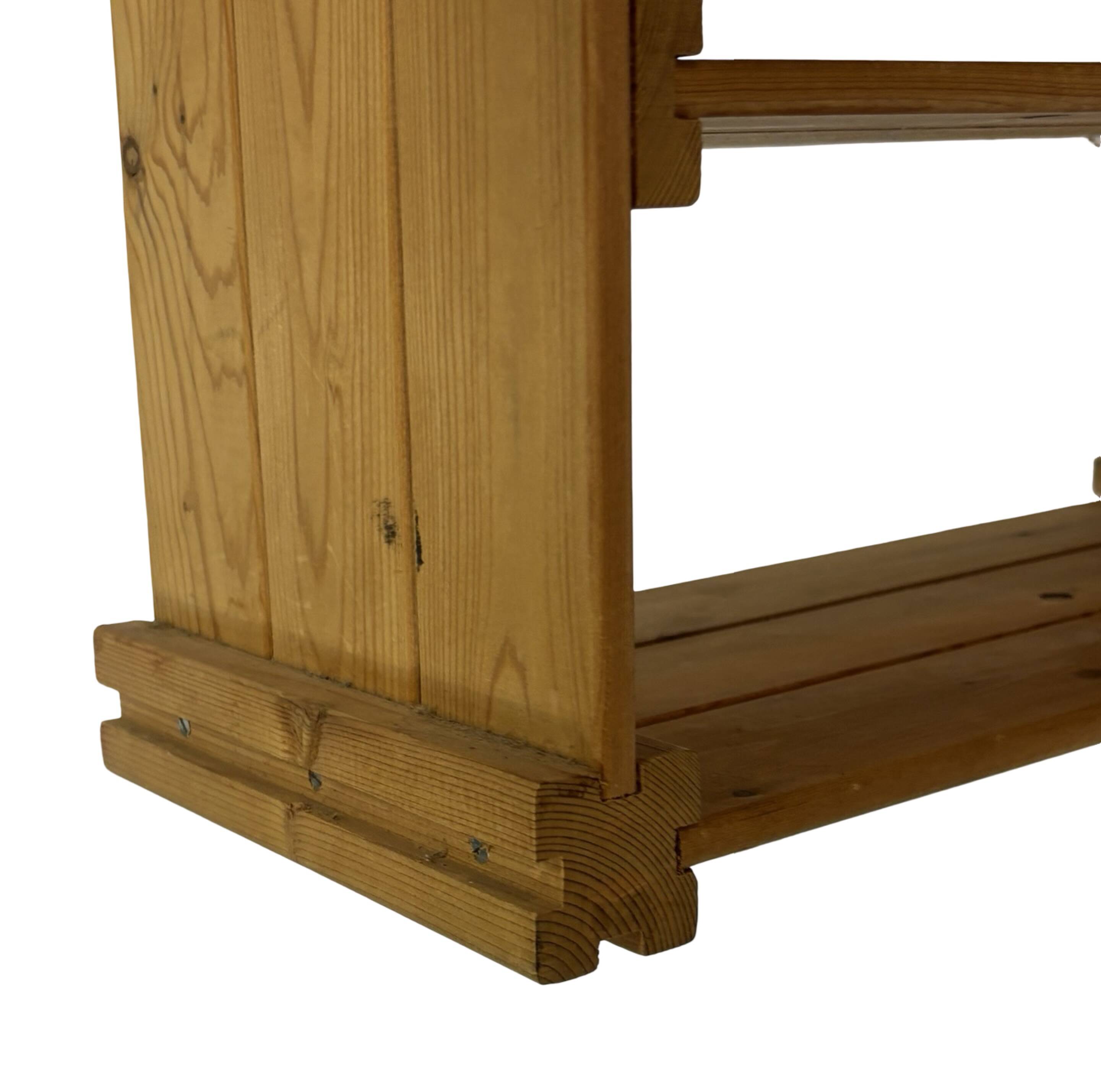 Vintage Wall shelf rack Pine wood 70s minimalist design