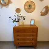 Très belle commode vintage en chêne miel