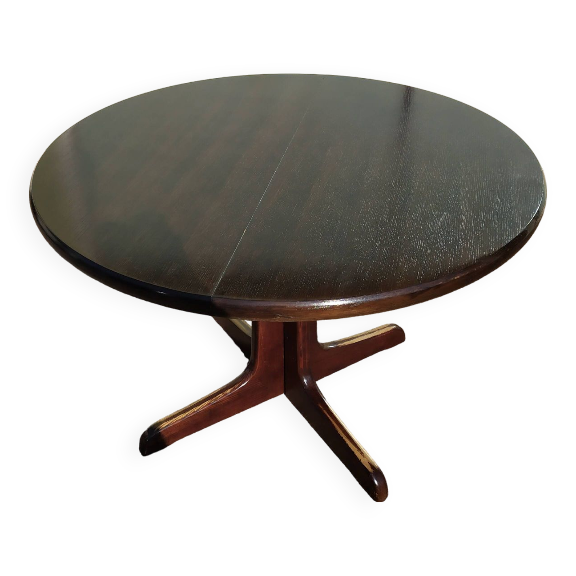 Round extendable wooden table - year 1960 - 110cm to 210cm